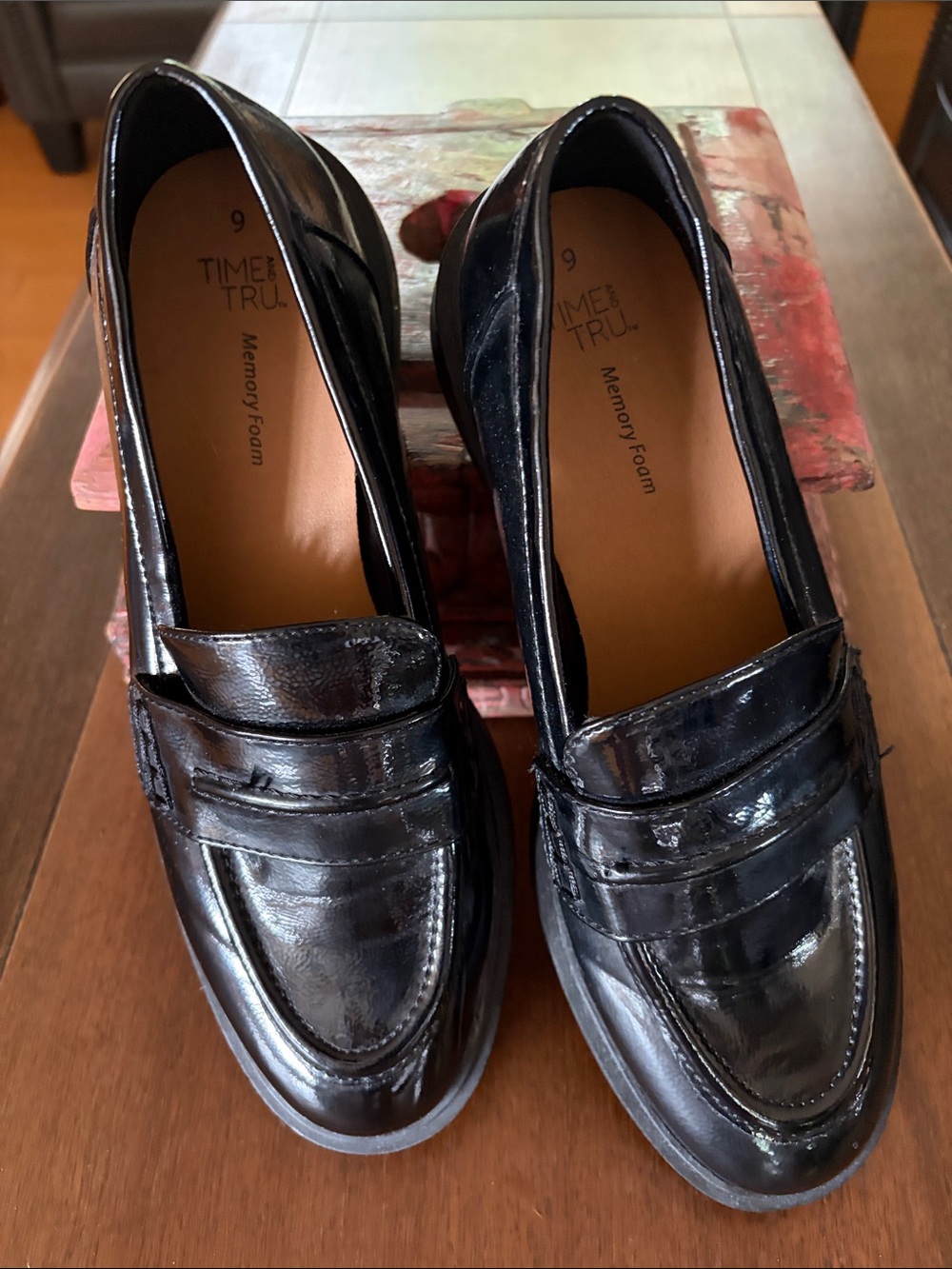 Time and Tru NWOT Women’s Black Patent Leather Penny Loafers - Size 9